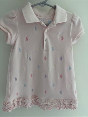 Ralph Lauren Light Pink Polo Dress with Multicolor Pony Embroidery
